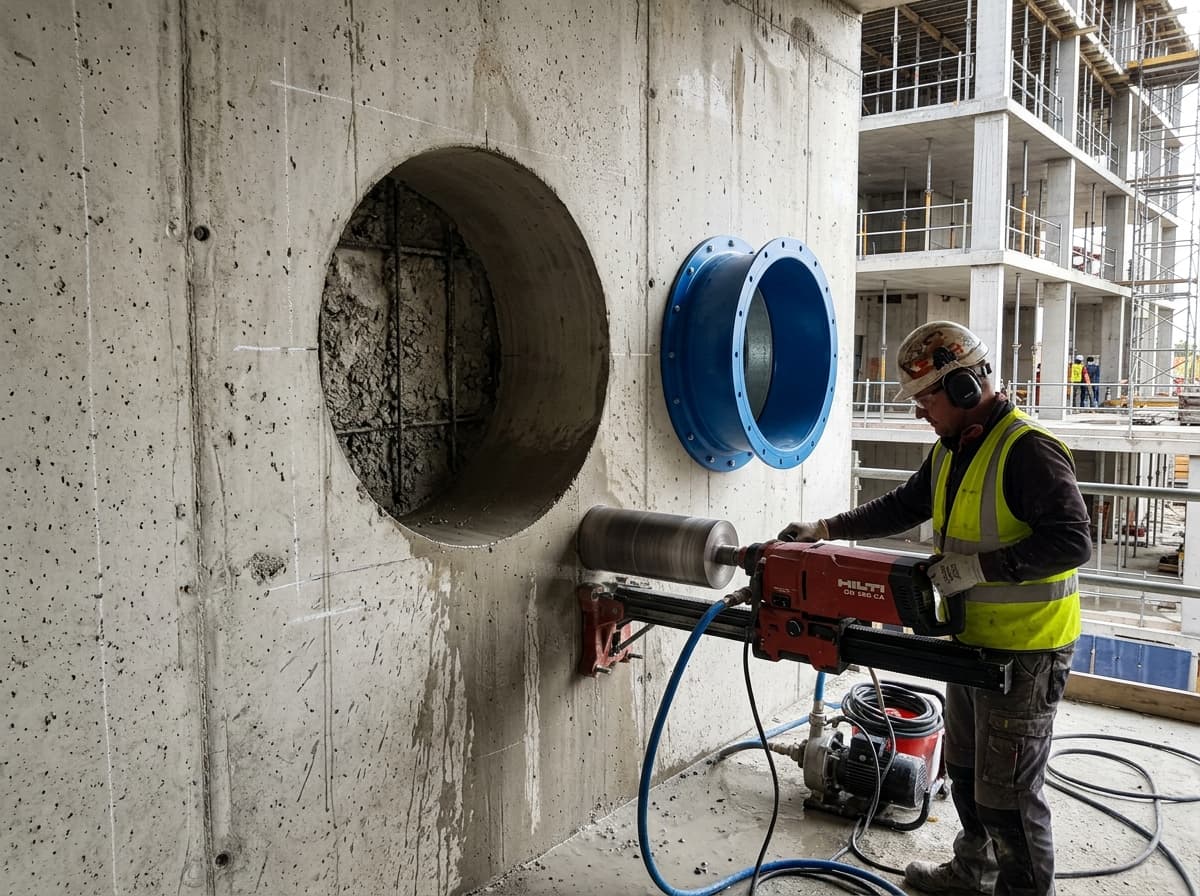 Betonboren in betonnen wand of betonvloer