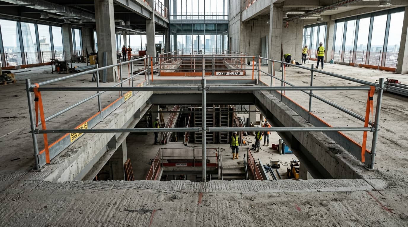 Vloersparing gezaagd in betonvloer.