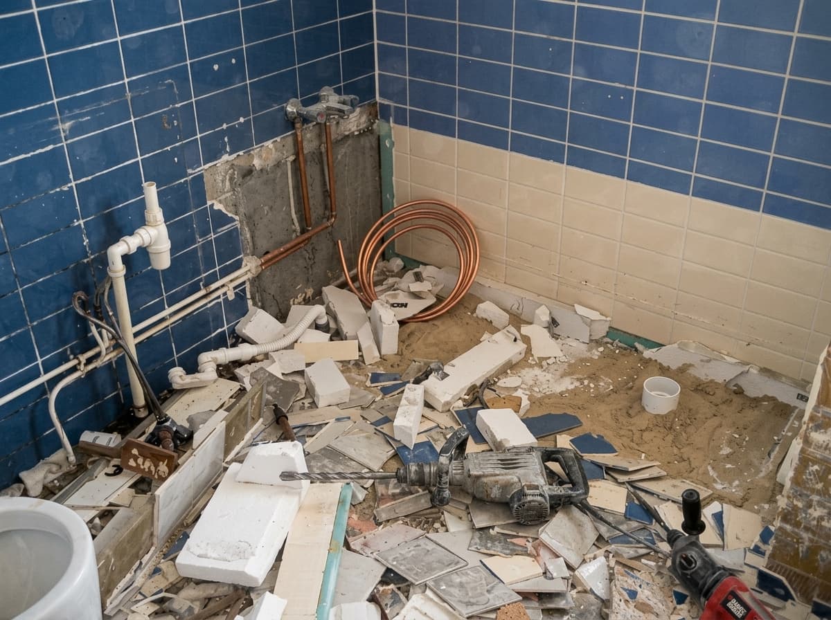 Badkamer slopen en strippen van tegels en sanitair - Sloop Gigant