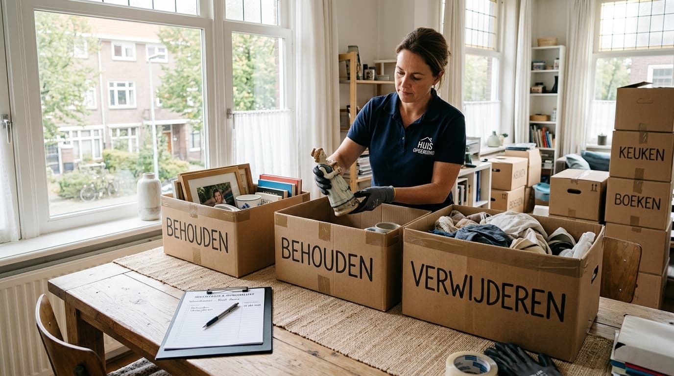 Zorgvuldige selectie en labeling van inboedel bij woningontruiming