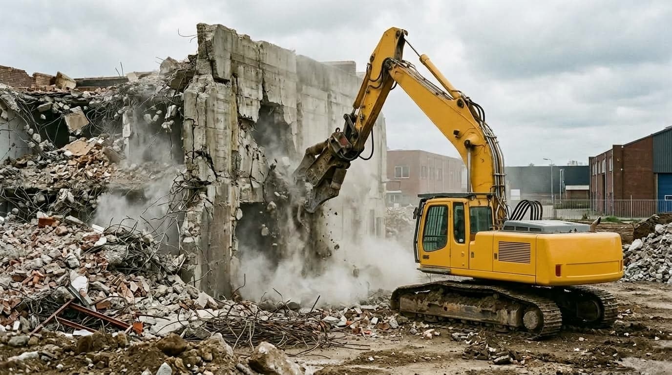 Sloop-Gigant zware sloopkraan met hydraulische schaar in actie